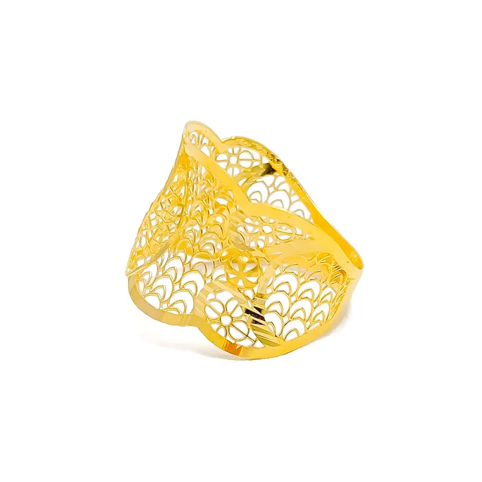 Rings Andaaz Jewelers Textured Blooming 21k Gold Ring