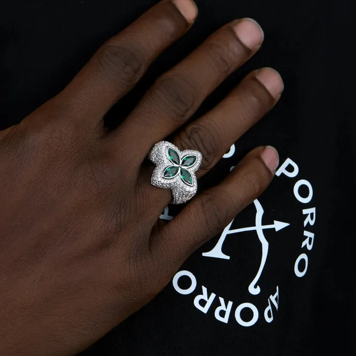 Rings aporro Iced Luminous Clover Ring Yellow Diamond