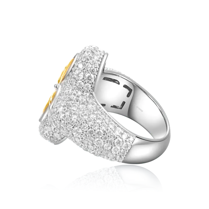 Rings aporro Iced Luminous Clover Ring Yellow Diamond