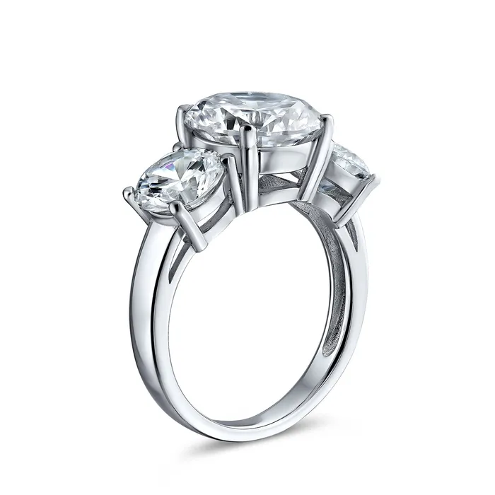 Rings BlingJewelry Wholesale 3CTW AAA CZ Round Solitaire Promise Engagement Ring Sterling Silver