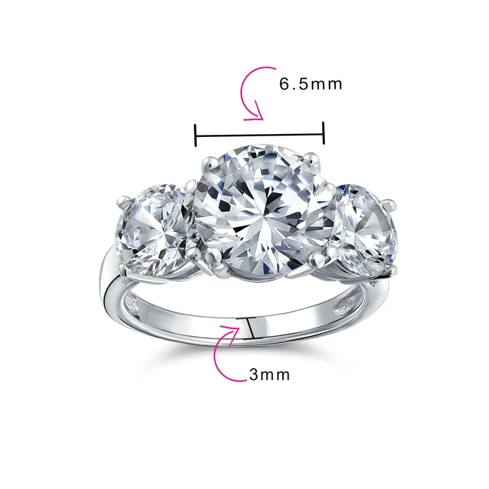 Rings BlingJewelry Wholesale 3CTW AAA CZ Round Solitaire Promise Engagement Ring Sterling Silver
