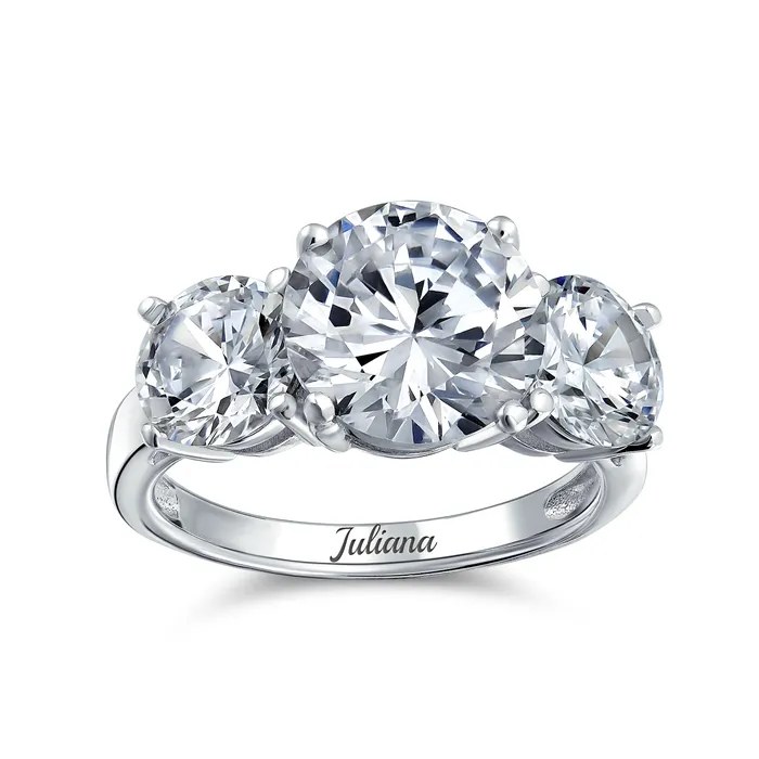 Rings BlingJewelry Wholesale 3CTW AAA CZ Round Solitaire Promise Engagement Ring Sterling Silver