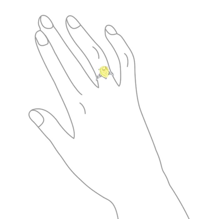 Rings BlingJewelry Wholesale 7CT CZ Pear Shape Canary Yellow Solitaire Engagement Ring Side Stones