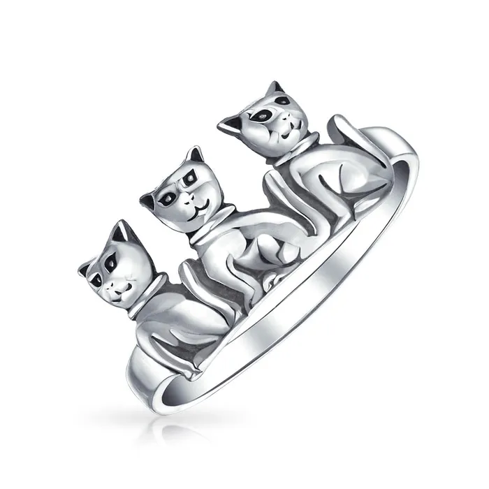 Rings BlingJewelry Wholesale BFF Friendship Kitten Cat Band Sterling Silver Ring for Best Friends Rings BlingJewelry Wholesale BFF Friendship Kitten Cat Band Sterling Silver Ring for Best Friends