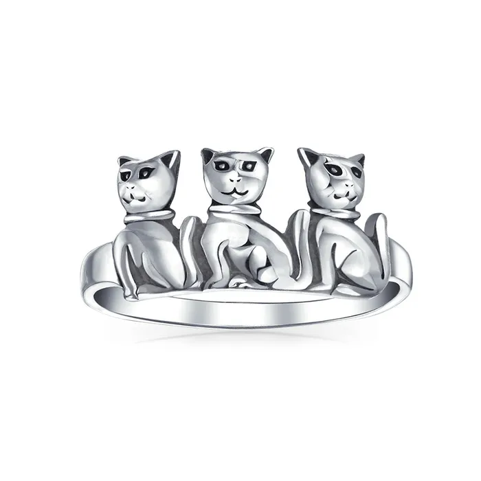 Rings BlingJewelry Wholesale BFF Friendship Kitten Cat Band Sterling Silver Ring for Best Friends Rings BlingJewelry Wholesale BFF Friendship Kitten Cat Band Sterling Silver Ring for Best Friends