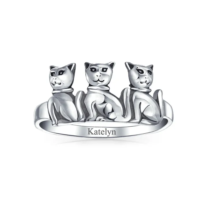 Rings BlingJewelry Wholesale BFF Friendship Kitten Cat Band Sterling Silver Ring for Best Friends Rings BlingJewelry Wholesale BFF Friendship Kitten Cat Band Sterling Silver Ring for Best Friends
