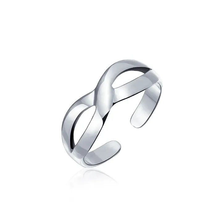 Rings BlingJewelry Wholesale Romantic Midi Finger Infinity Love Knot Toe Ring in Polished Sterling Silver