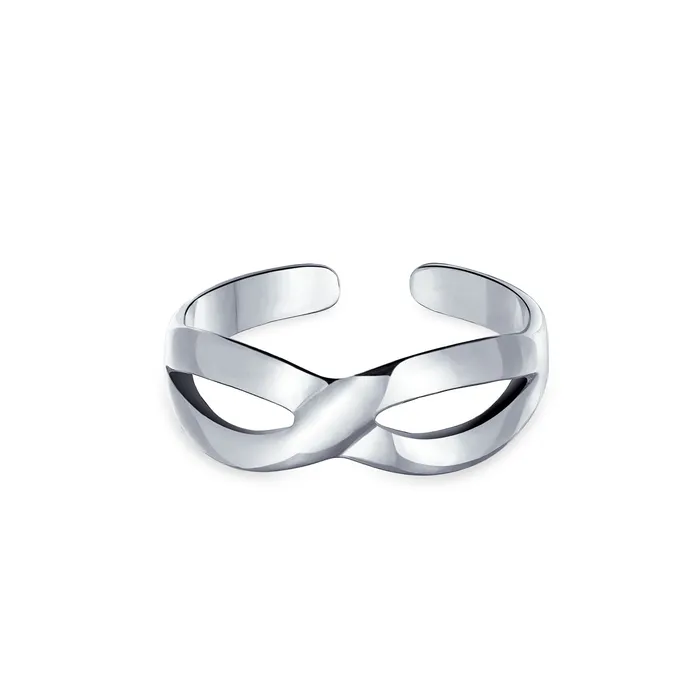 Rings BlingJewelry Wholesale Romantic Midi Finger Infinity Love Knot Toe Ring in Polished Sterling Silver