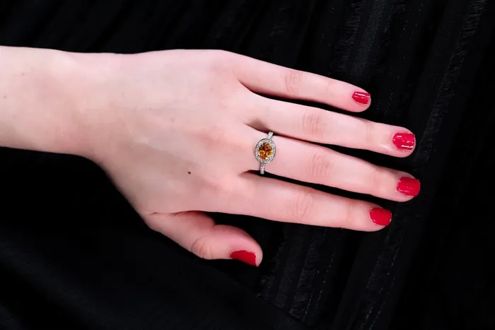 Rings CH Collection Gumuchian Mandarin Orange Garnet Diamond Ring