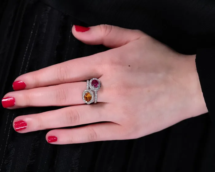 Rings CH Collection Gumuchian Mandarin Orange Garnet Diamond Ring