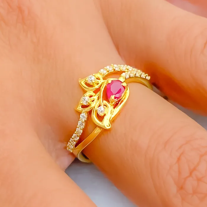 Rings Ethereal Fancy 22k Gold CZ Ring Andaaz Jewelers