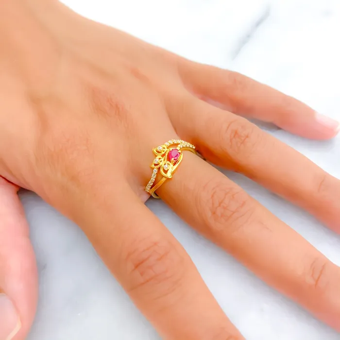 Rings Ethereal Fancy 22k Gold CZ Ring Andaaz Jewelers