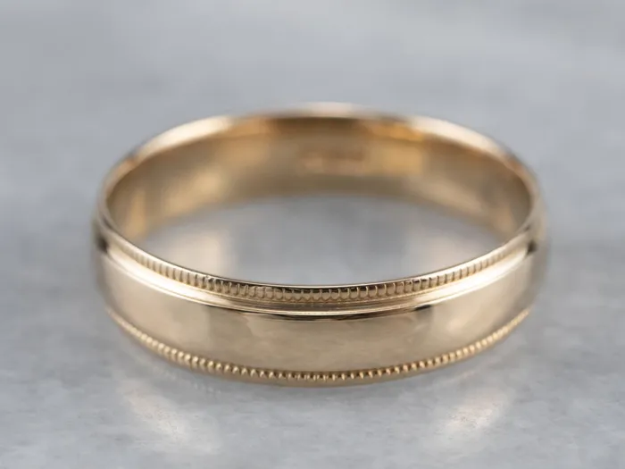 Rings Gold Milgrain Edge Band Market Square Jewelers