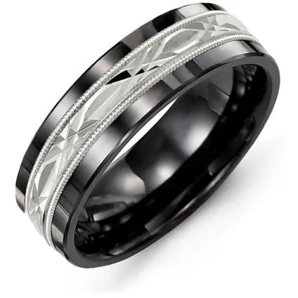 Rings Madani 7mm Black Ceramic 14K White Gold Ring
