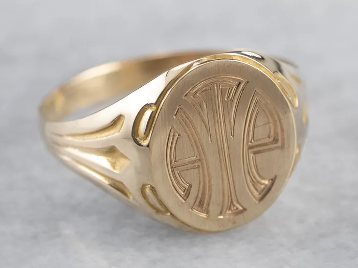 Rings Market Square Jewelers Art Deco HTE Gold Signet Ring