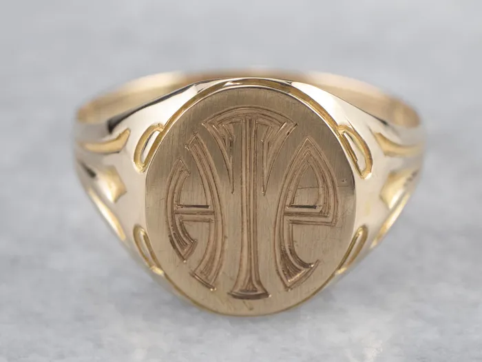 Rings Market Square Jewelers Art Deco HTE Gold Signet Ring Rings Market Square Jewelers Art Deco HTE Gold Signet Ring