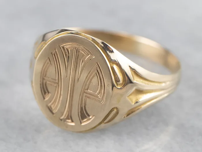 Rings Market Square Jewelers Art Deco HTE Gold Signet Ring Rings Market Square Jewelers Art Deco HTE Gold Signet Ring