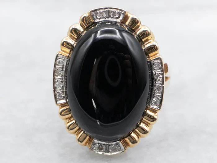 Rings Market Square Jewelers Black Onyx and Diamond Cocktail Ring