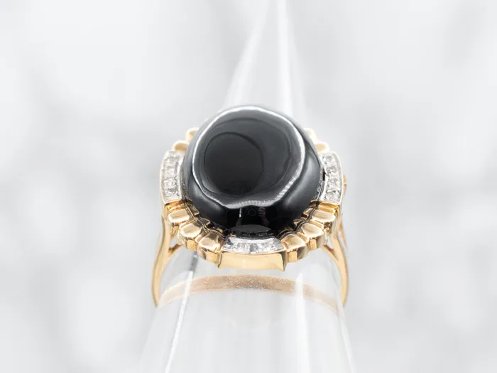 Rings Market Square Jewelers Black Onyx and Diamond Cocktail Ring