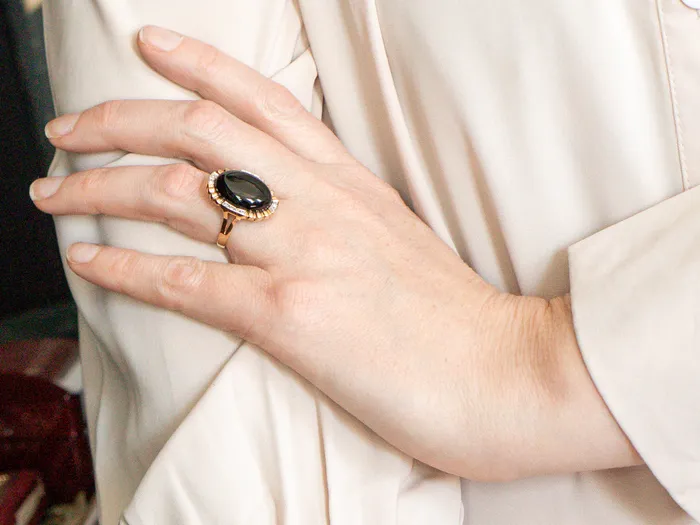 Rings Market Square Jewelers Black Onyx and Diamond Cocktail Ring