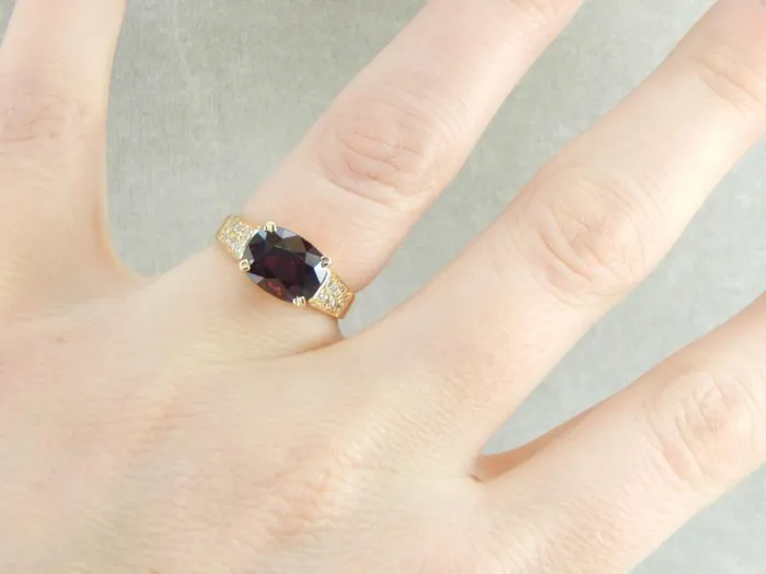 Rings Market Square Jewelers Deep Red Pyrope Garnet Pave Diamonds and Gold Cocktail Ring Rings Market Square Jewelers Deep Red Pyrope Garnet Pave Diamonds and Gold Cocktail Ring