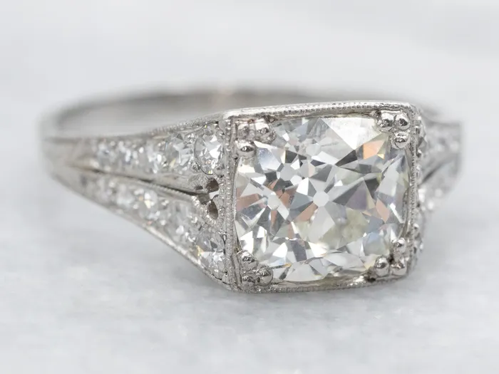 Rings Market Square Jewelers Platinum Art Deco GIA Certified Old Mine Cut Diamond Engagement Ring Rings Market Square Jewelers Platinum Art Deco GIA Certified Old Mine Cut Diamond Engagement Ring