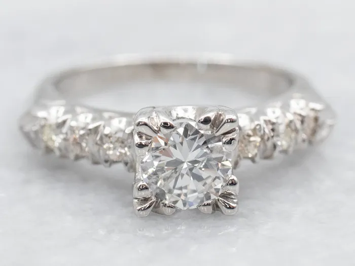 Rings Market Square Jewelers Retro Platinum Diamond Engagement Ring with Illusion Head Rings Market Square Jewelers Retro Platinum Diamond Engagement Ring with Illusion Head