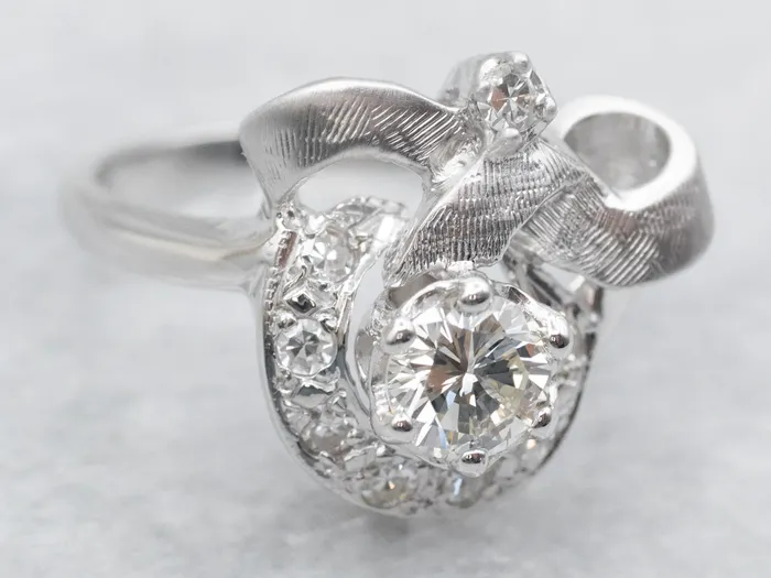 Rings Market Square Jewelers Textured White Gold Diamond Engagement Ring