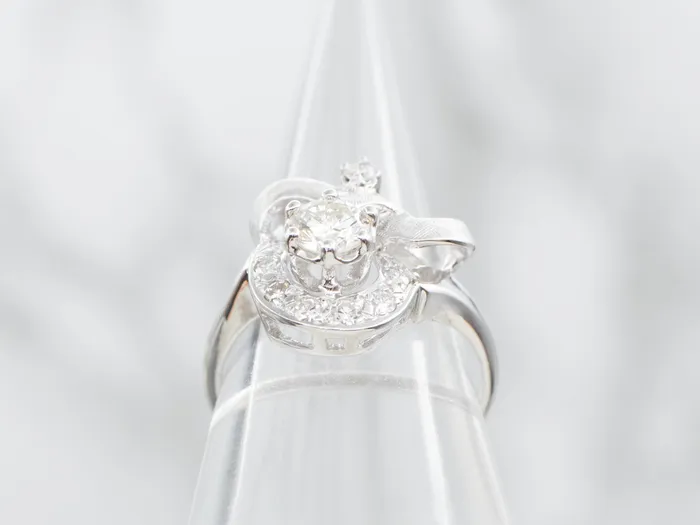 Rings Market Square Jewelers Textured White Gold Diamond Engagement Ring