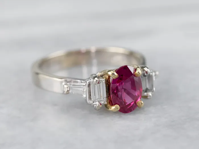Rings Market Square Jewelers Two Tone 18K Gold Ruby and Diamond Ring Rings Market Square Jewelers Two Tone 18K Gold Ruby and Diamond Ring