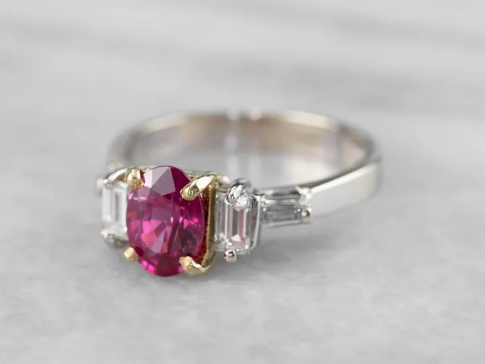 Rings Market Square Jewelers Two Tone 18K Gold Ruby and Diamond Ring Rings Market Square Jewelers Two Tone 18K Gold Ruby and Diamond Ring