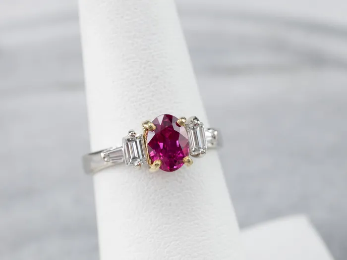 Rings Market Square Jewelers Two Tone 18K Gold Ruby and Diamond Ring Rings Market Square Jewelers Two Tone 18K Gold Ruby and Diamond Ring