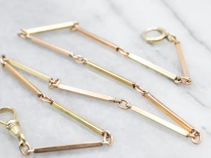 Rings Market Square Jewelers Two Tone Bar Link Watch Chain