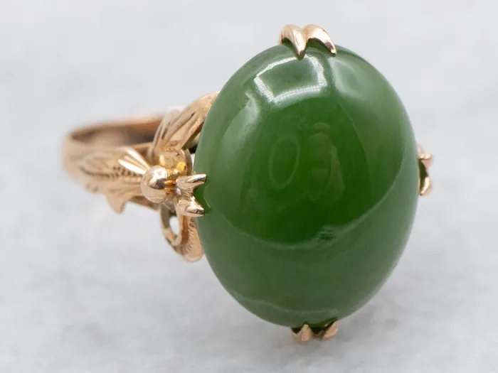 Rings Market Square Jewelers Vintage Botanical Gold Nephrite Jade Ring