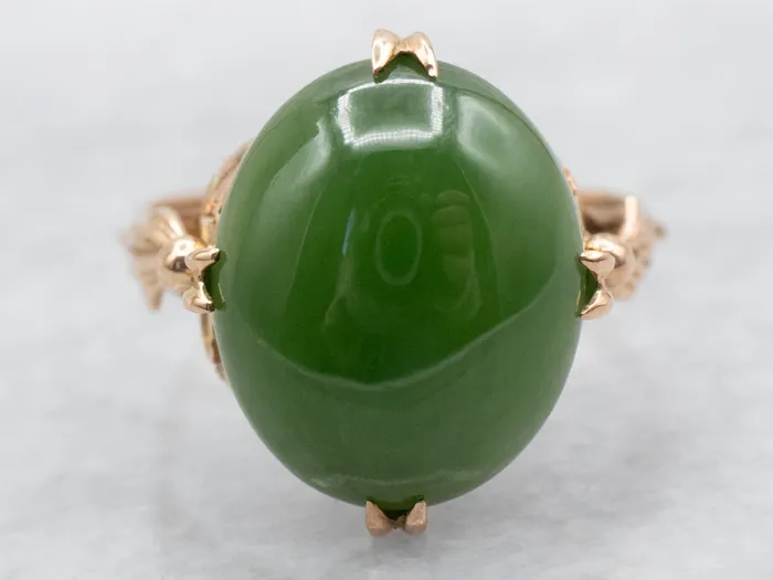 Rings Market Square Jewelers Vintage Botanical Gold Nephrite Jade Ring