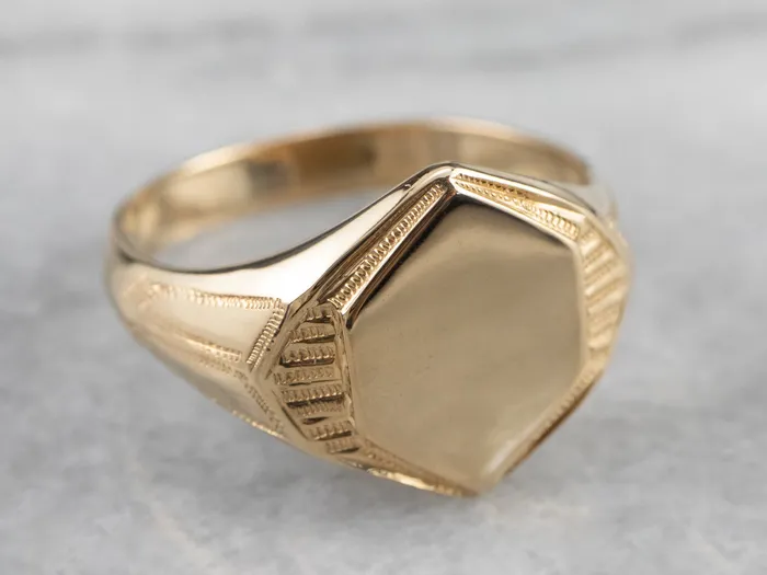 Rings Market Square Jewelers Vintage Gold Hexagonal Signet Ring