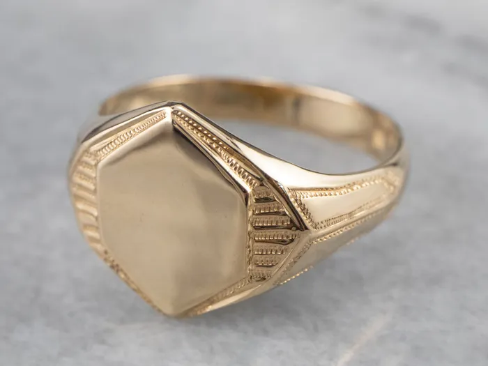 Rings Market Square Jewelers Vintage Gold Hexagonal Signet Ring Rings Market Square Jewelers Vintage Gold Hexagonal Signet Ring