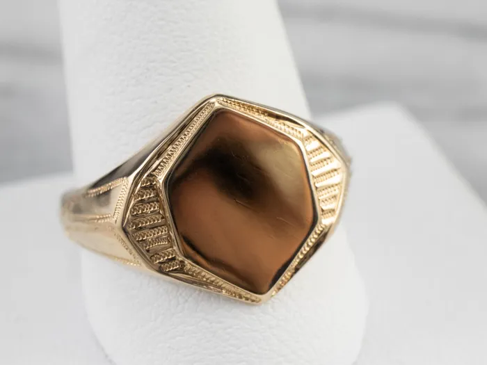 Rings Market Square Jewelers Vintage Gold Hexagonal Signet Ring Rings Market Square Jewelers Vintage Gold Hexagonal Signet Ring