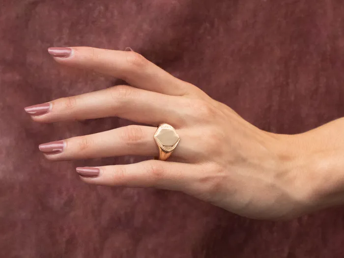 Rings Market Square Jewelers Vintage Gold Hexagonal Signet Ring Rings Market Square Jewelers Vintage Gold Hexagonal Signet Ring