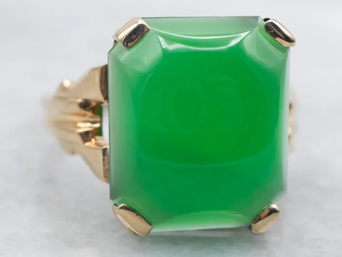 Rings Market Square Jewelers Yellow Gold Rectangle Cut Green Onyx Cabochon Solitaire Ring Rings Market Square Jewelers Yellow Gold Rectangle Cut Green Onyx Cabochon Solitaire Ring