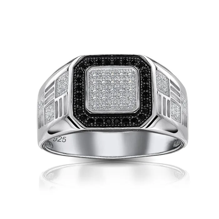 Rings Mens Stainless Steel Geometric Micro Pave Halo Square CZ Engagement Ring BlingJewelry Wholesale Rings Mens Stainless Steel Geometric Micro Pave Halo Square CZ Engagement Ring BlingJewelry Wholesale