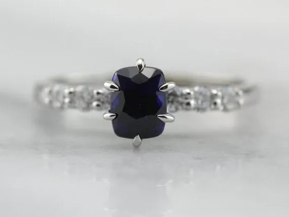 Rings Navy Engagement Sapphire and Diamond Engagement Ring Market Square Jewelers