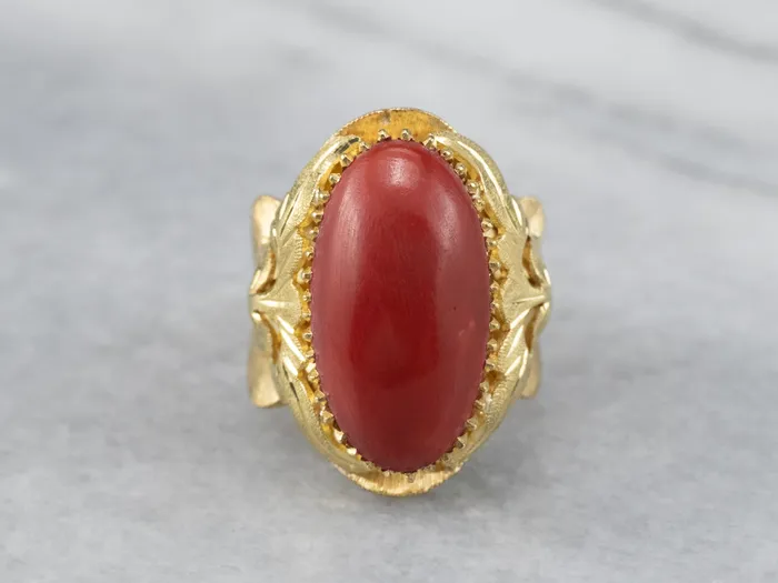 Rings Ornate Coral 18K Gold Statement Ring Market Square Jewelers Rings Ornate Coral 18K Gold Statement Ring Market Square Jewelers