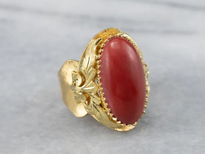 Rings Ornate Coral 18K Gold Statement Ring Market Square Jewelers Rings Ornate Coral 18K Gold Statement Ring Market Square Jewelers