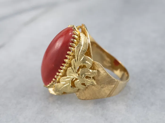 Rings Ornate Coral 18K Gold Statement Ring Market Square Jewelers Rings Ornate Coral 18K Gold Statement Ring Market Square Jewelers