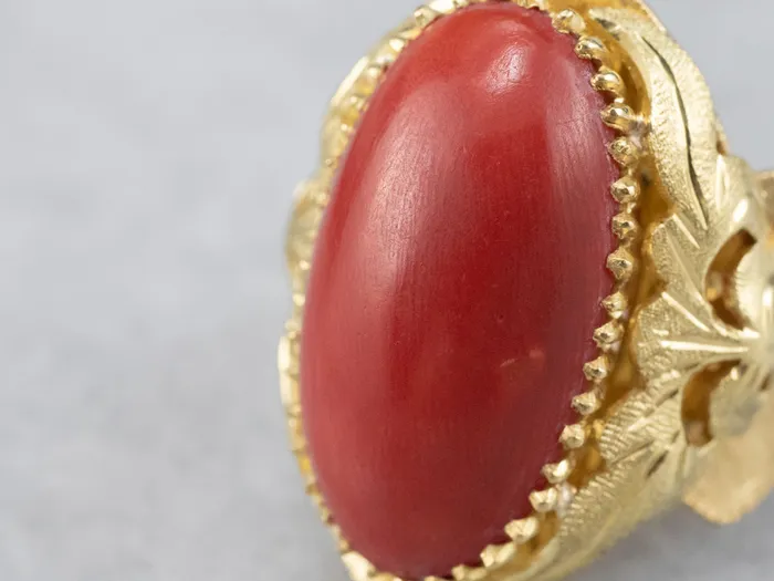 Rings Ornate Coral 18K Gold Statement Ring Market Square Jewelers Rings Ornate Coral 18K Gold Statement Ring Market Square Jewelers