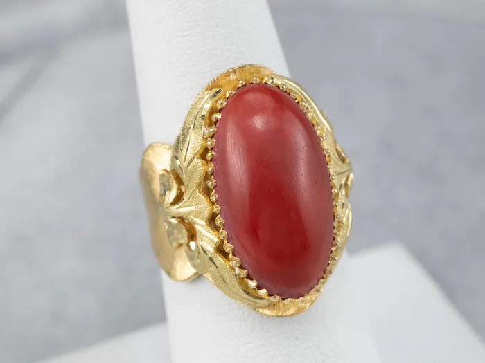 Rings Ornate Coral 18K Gold Statement Ring Market Square Jewelers Rings Ornate Coral 18K Gold Statement Ring Market Square Jewelers