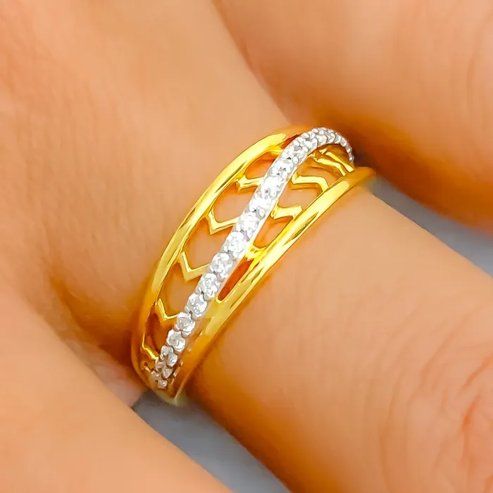 Rings Ritzy Contemporary Diamond 18k Gold Ring Andaaz Jewelers
