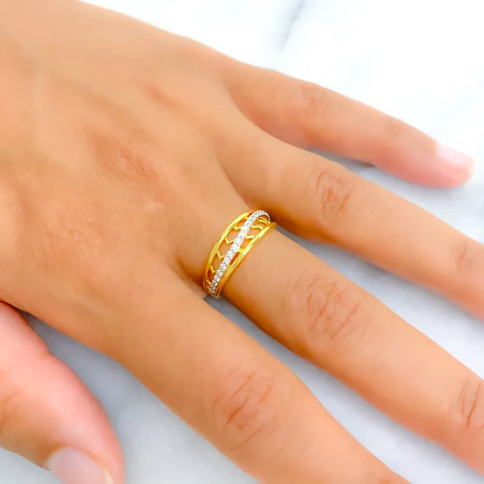 Rings Ritzy Contemporary Diamond 18k Gold Ring Andaaz Jewelers