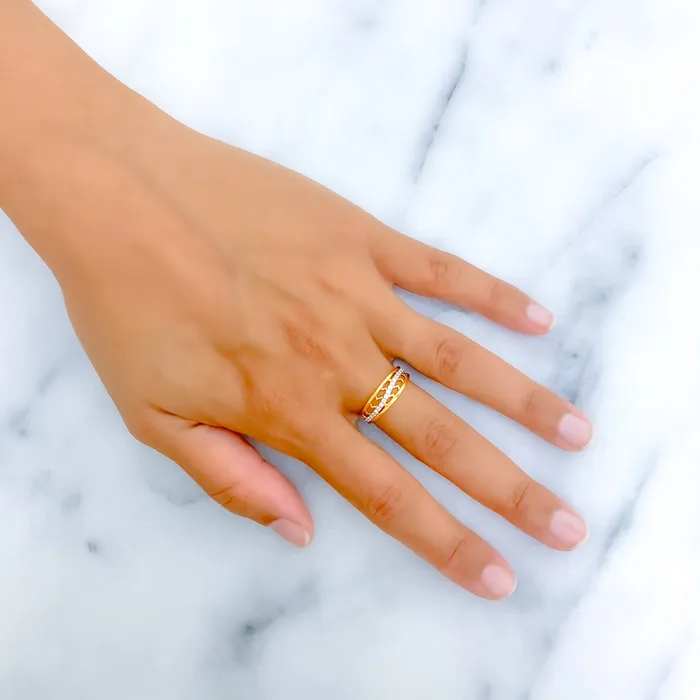 Rings Ritzy Contemporary Diamond 18k Gold Ring Andaaz Jewelers
